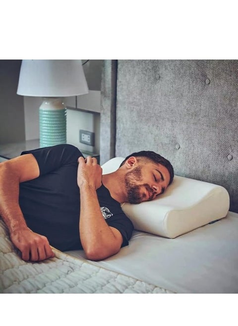 مخده طبيه من الميموري فوم الامريكي للحصول علي الراحه المناسبه للرقبه والعمود الفقري , مضاده للشخير , لون ابيض