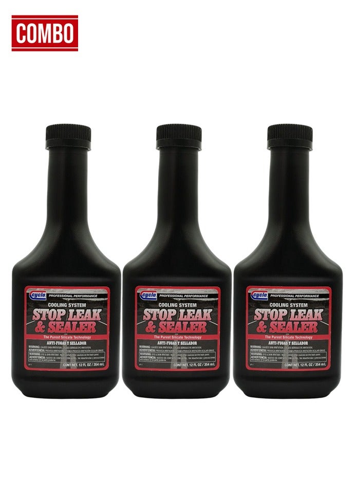cyclo Combo - Buy 3pcs CYCLO Cooling System Stop Leak & Sealer 354ml – Radiator Leak Repair Additive for Cars, SUVs, Trucks – Fast Seal Cracks & Holes, Anti-Foam, Silicate Based, Cooling System Maintenance Fluid, C52 - Image 1