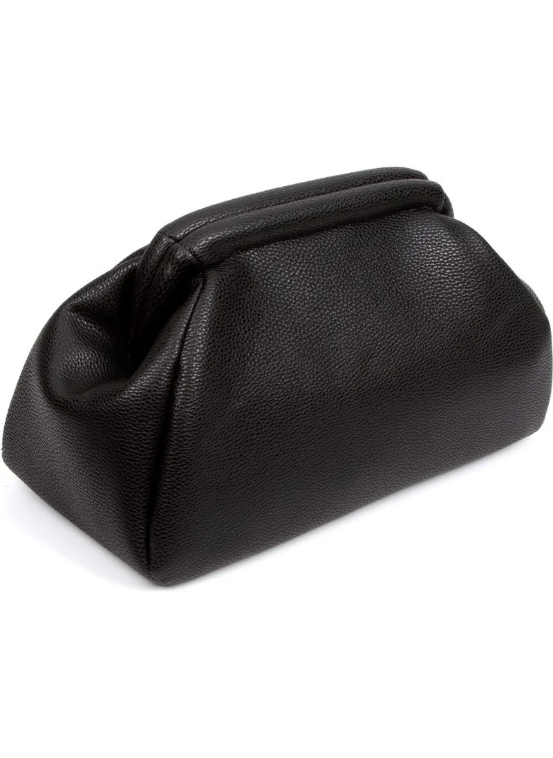 باهلس Women's Trend Black Leather Clutch Portfolio Bag