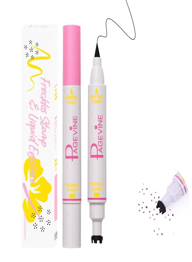 Liopif Freckle Pen Stamp and Black Eyeliner 2 in 1,Fake Freckles Stamp Liquid Eyeliner Pencil Kit,Dual Ended Faux Freckles Maker Pen for Sunkissed Makeup Natural Lifelike Long Lasting,01 LIGHT - Image 1