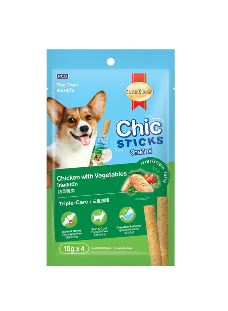 علاجات الكلاب شيكستكس بنكهة الدجاج والخضروات