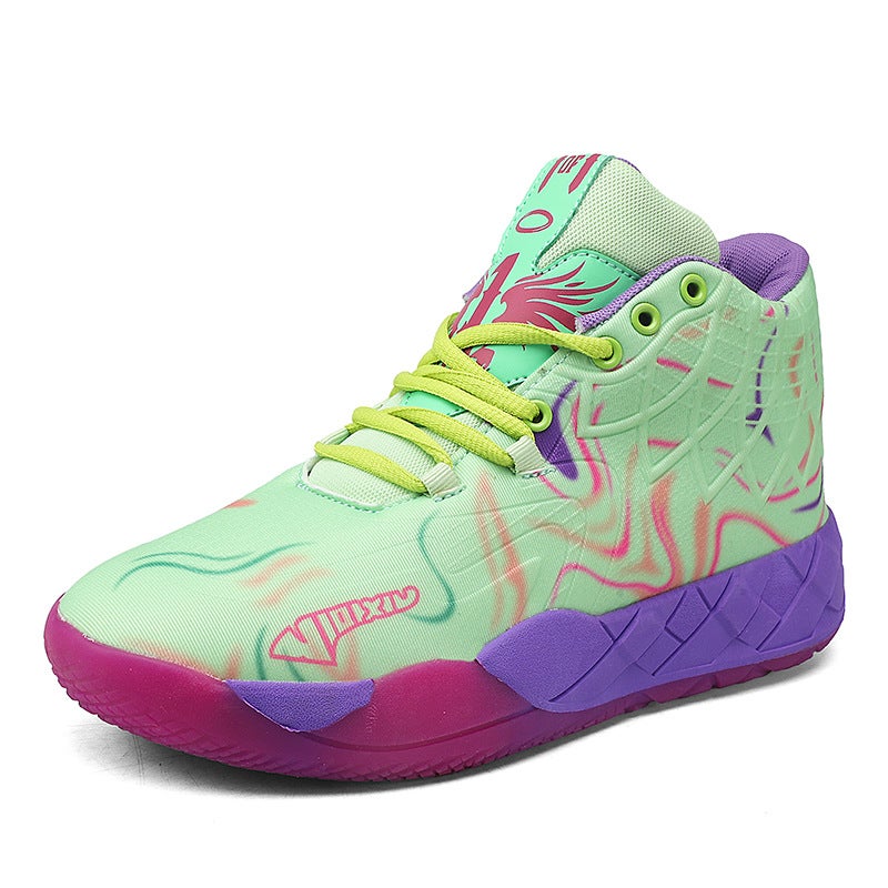 Five-color technology basketball shoes 2024 new mens war boots cement actual combat sneakers student air cushion sneaker women Tianlan - Image 4