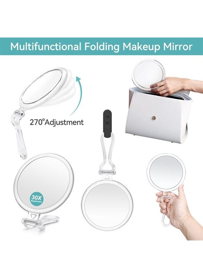 B Beauty Planet - 30X Magnifying Mirror, Two Sided Mirror, 30X/1X Magnification, Folding Makeup Mirror with Handheld/Stand,Use for Makeup Application, Tweezing, and Blackhead/Blemish Removal. 5IN. - Image 1