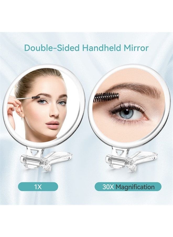 B Beauty Planet - 30X Magnifying Mirror, Two Sided Mirror, 30X/1X Magnification, Folding Makeup Mirror with Handheld/Stand,Use for Makeup Application, Tweezing, and Blackhead/Blemish Removal. 5IN. - Image 1