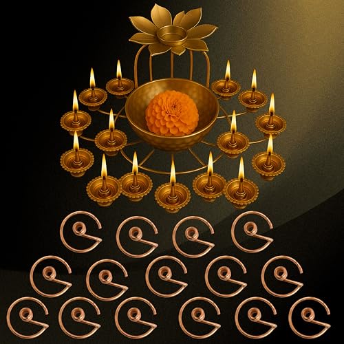 Daedal Crafters Wick Holder Spring for Deepam (Set of 15) Metal Niranjan Kadi, Diya Batti Stand for Pooja, Varamahalakshmi, Navarathri, Gowri Ganesha & Festival Use - Image 2