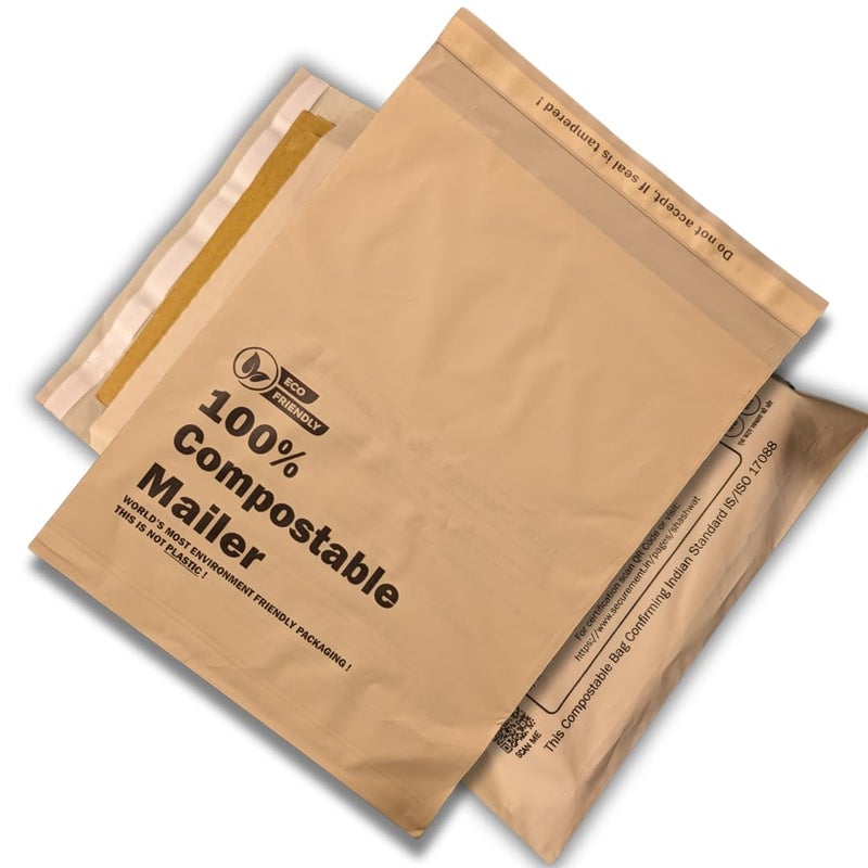 SECUREMENT Compostable Courier Bags based on Starch-Based Polymers - 12x16 inches (100 Pcs) - Image 1