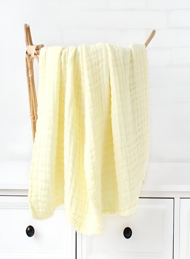 ZAPLES منشفة استحمام للأطفال من زابلز، مصنوعة من قطن الموسلين العضوي 100%، فائقة الامتصاص وناعمة للغاية، مناسبة للرضع والأطفال حديثي الولادة والأولاد والبنات - 105 × 105 سم (أصفر) - Image 4