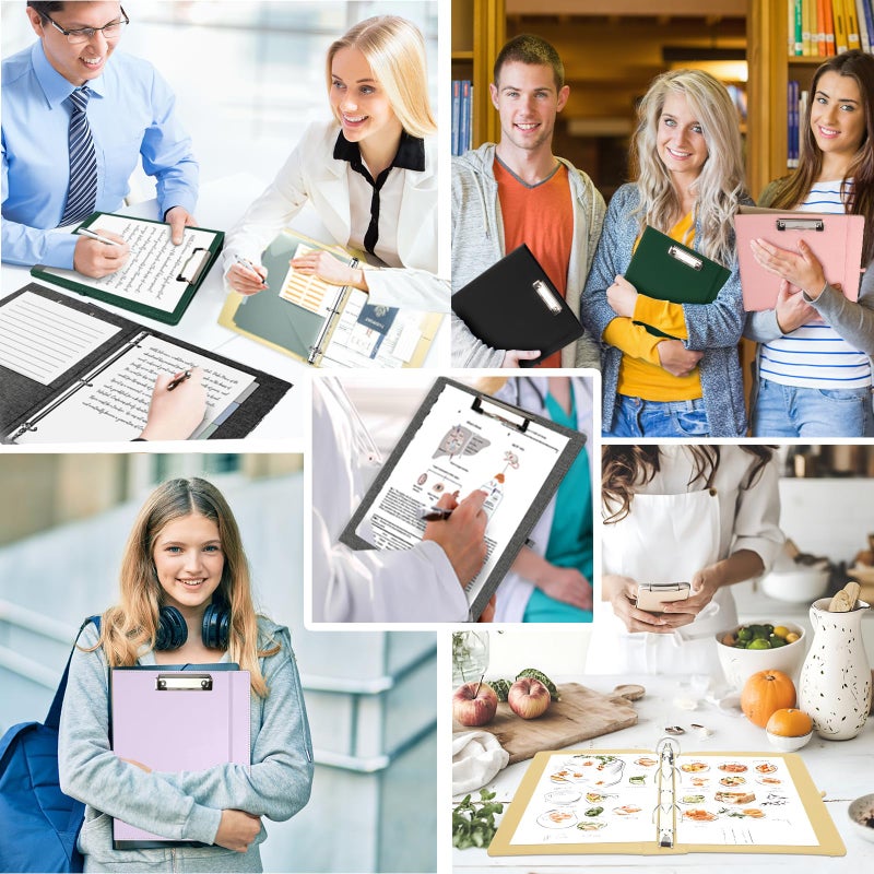 BVSSX 3 Ring Binder, 1 Inch Leather Binders with Clipboards, 5-Tabs Pockets Dividers, 18 Divider Stikers, Plastic Folder, Pen Holder, Three Ring Binder with Pen Holder(Purple, Letter Size) - Image 5