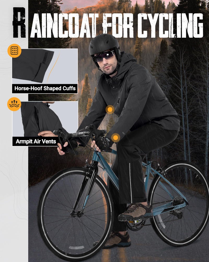33,000ft Men's Packable Rain Jacket Lightweight Rain Shell Jacket with Hood Waterproof Raincoat for Cycling - Image 5