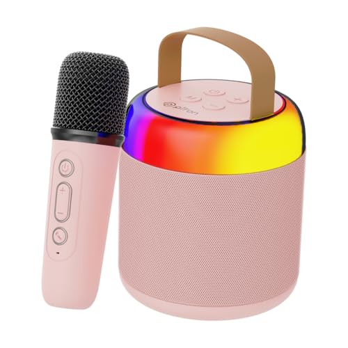 pTron Newly Launched Fusion Bliss 16W Bluetooth Speaker with Wireless Karaoke Mic, 6H Playtime, Vibrant RGB Lights, Voice Effects, Multi-Play Modes BT5.3/TF Card & Type-C Charging Port (Light Pink) - Image 1