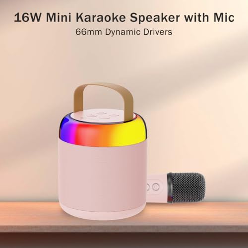 pTron Newly Launched Fusion Bliss 16W Bluetooth Speaker with Wireless Karaoke Mic, 6H Playtime, Vibrant RGB Lights, Voice Effects, Multi-Play Modes BT5.3/TF Card & Type-C Charging Port (Light Pink) - Image 3