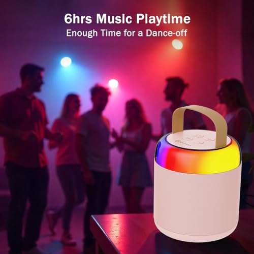 pTron Newly Launched Fusion Bliss 16W Bluetooth Speaker with Wireless Karaoke Mic, 6H Playtime, Vibrant RGB Lights, Voice Effects, Multi-Play Modes BT5.3/TF Card & Type-C Charging Port (Light Pink) - Image 5