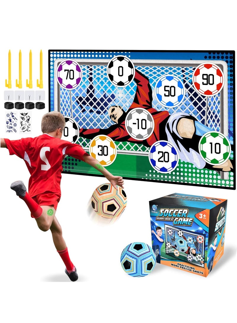 Football Game Set for 3 4 5 6 7 8 Years Old Kids Indoor Outdoor Yard Football Goal with Velcro Balls  - Image 1