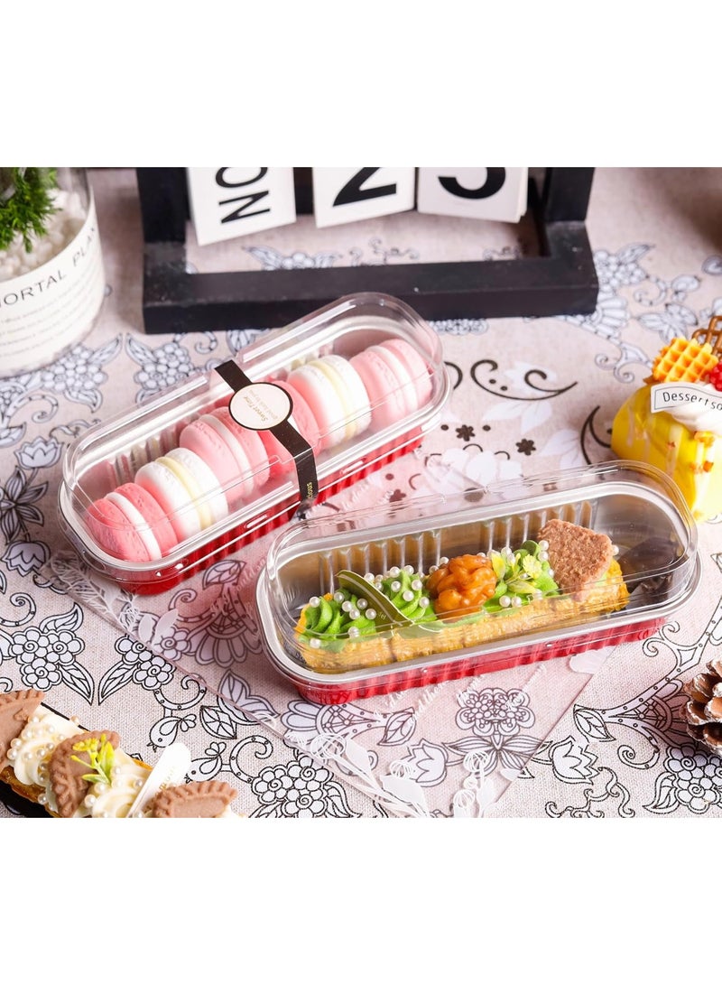 عام 50 عبوة من قوالب الكيك الصغيرة مع أغطية وملاعق، وصينية خبز مستطيلة من رقائق الألومنيوم، وصواني رغيف صغيرة وحاويات طعام بأغطية (أحمر، 6.8 أونصة) - Image 2