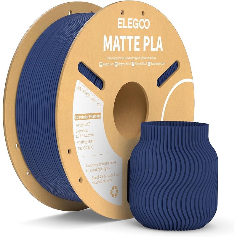 ELEGOO Matte PLA Filament Navy Blue 1KG, 1.75mm 3D Printer Filament Dimensional Accuracy +/- 0.02mm, 1kg Carboard Spool (2.2lbs) for Most FDM 3D Printers - Image 1