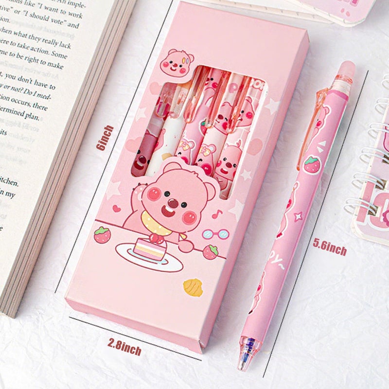 Rexinc Cartoon 6Pcs 0.5Mm Blue Erasable Gel Pens  Cute Cartoon Back To School Supplies Kawaii Mechanical Pencils For Office Kids Students Girls Boys Party Favors Gifts - Image 3