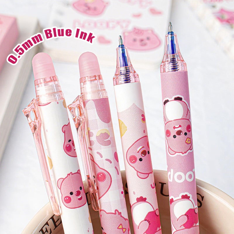 Rexinc Cartoon 6Pcs 0.5Mm Blue Erasable Gel Pens  Cute Cartoon Back To School Supplies Kawaii Mechanical Pencils For Office Kids Students Girls Boys Party Favors Gifts - Image 4