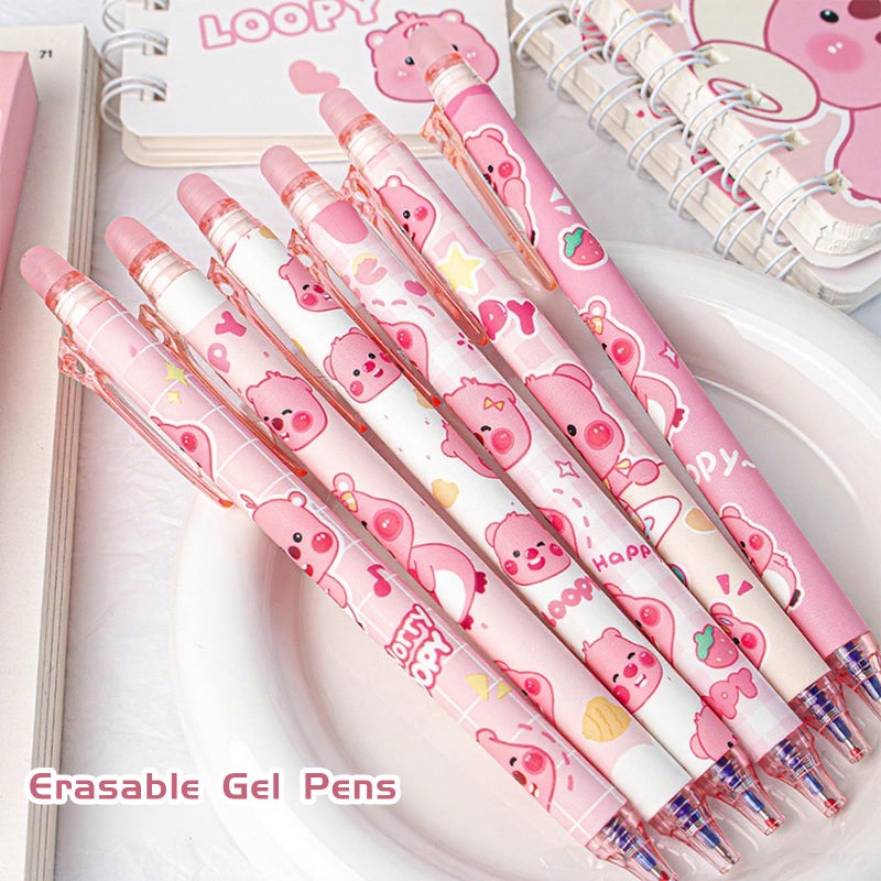Rexinc Cartoon 6Pcs 0.5Mm Blue Erasable Gel Pens  Cute Cartoon Back To School Supplies Kawaii Mechanical Pencils For Office Kids Students Girls Boys Party Favors Gifts - Image 2