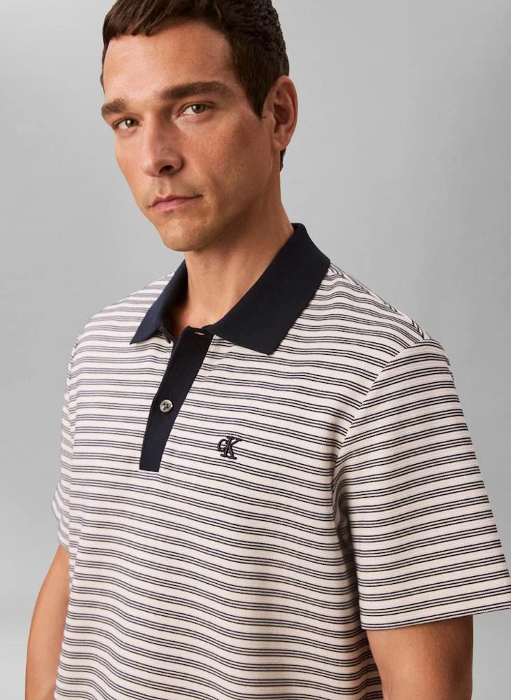 CALVIN KLEIN  Logo Striped Polo for Men | Best Price UAE