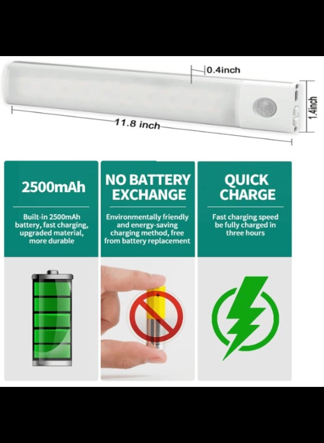 Motion Sensor Closet Lights，3Color Dimming LED Night Light,2500mAh Rechargeable Intelligence Slim Magnetic Closet Light, for Reading, Closet, Cabinet, Bedside, Study Light - Image 4