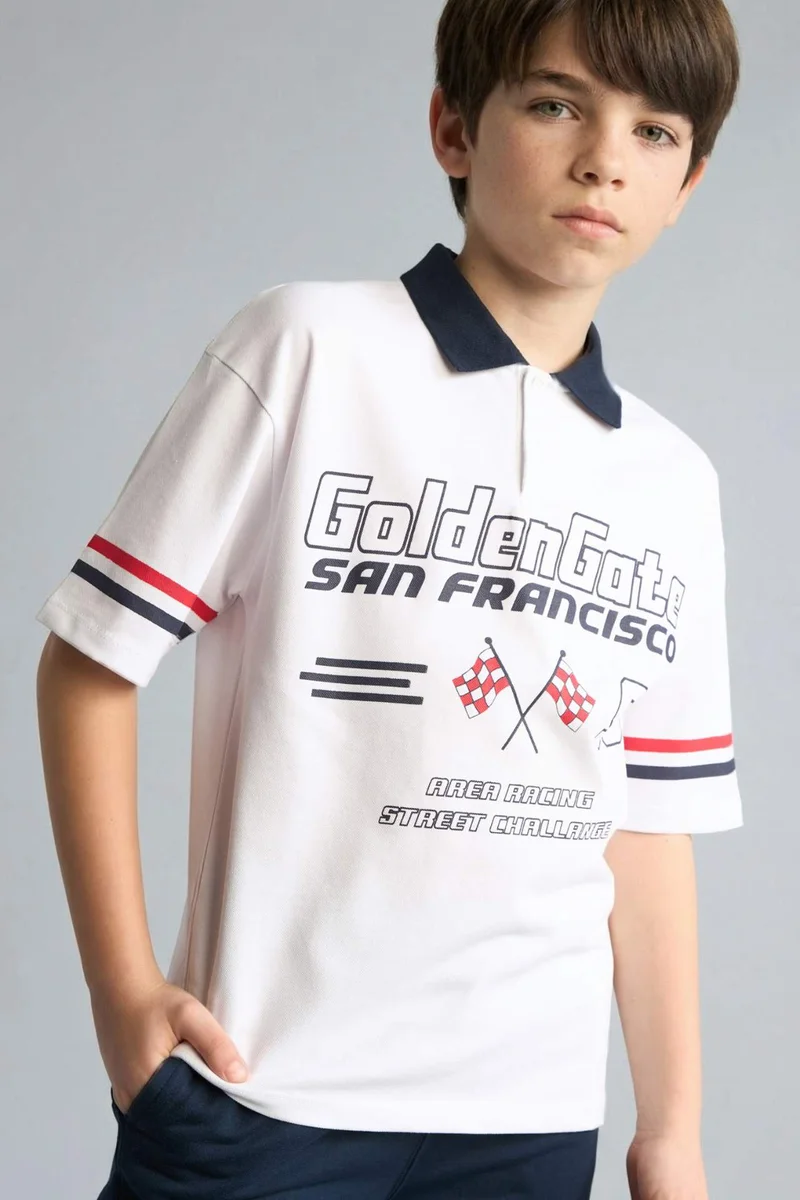 ديفاكتو Oversize Fit Short Sleeve Polo T-Shirt
