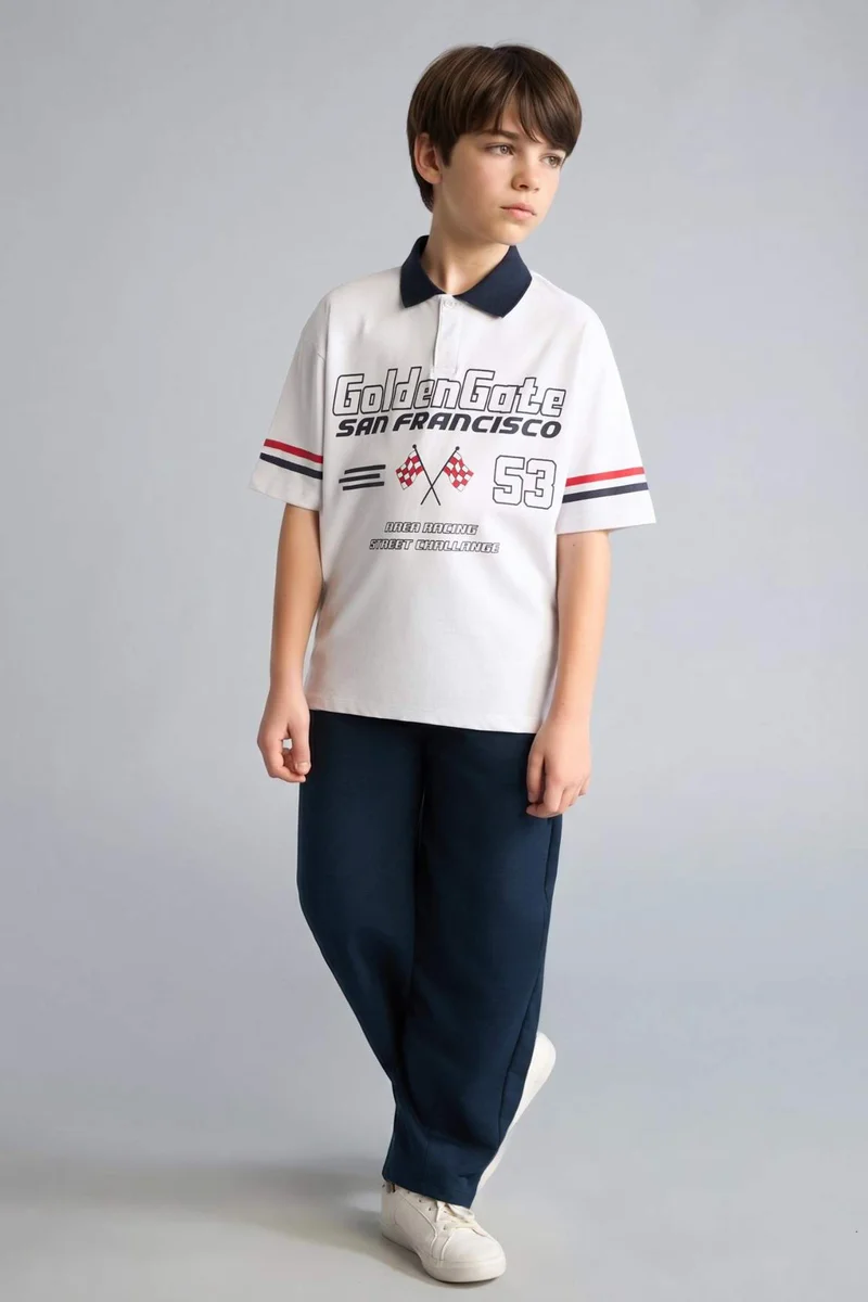 ديفاكتو Oversize Fit Short Sleeve Polo T-Shirt