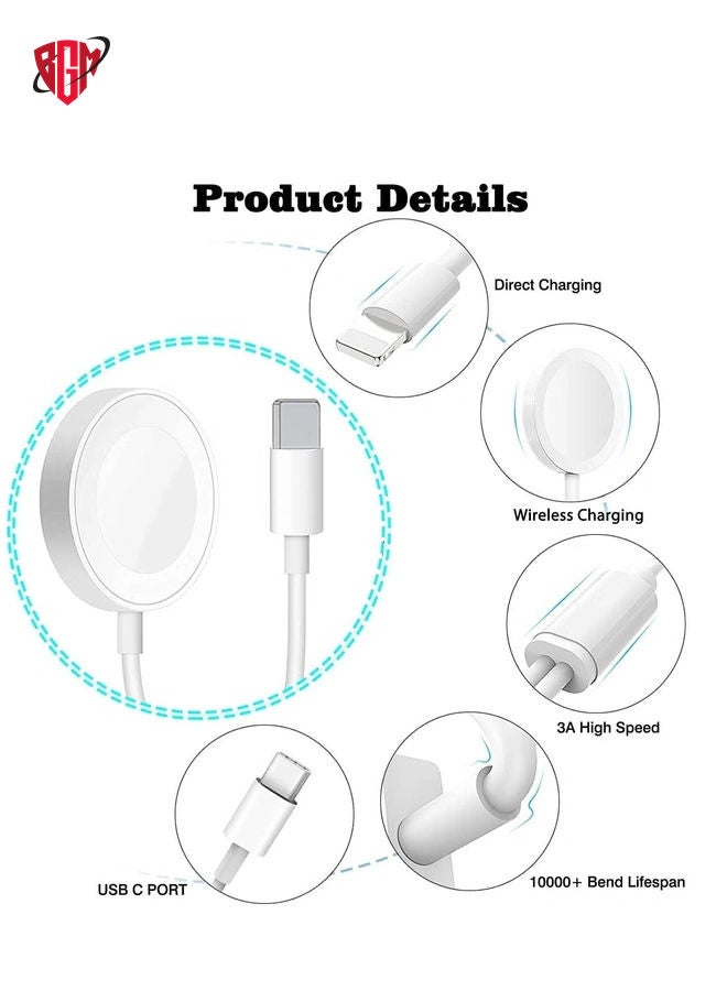 BGM USB C Charger for Apple Watch, 20W PD Fast Wall Charger Power Adapter with 2-in-1 iWatch Magnetic Charging Cable Compatible with Apple Watch Series 8/7/6/SE/5/4/3/2, iPhone 14/13/12/11/Pro/Max/Xs/XR/8 - Image 4
