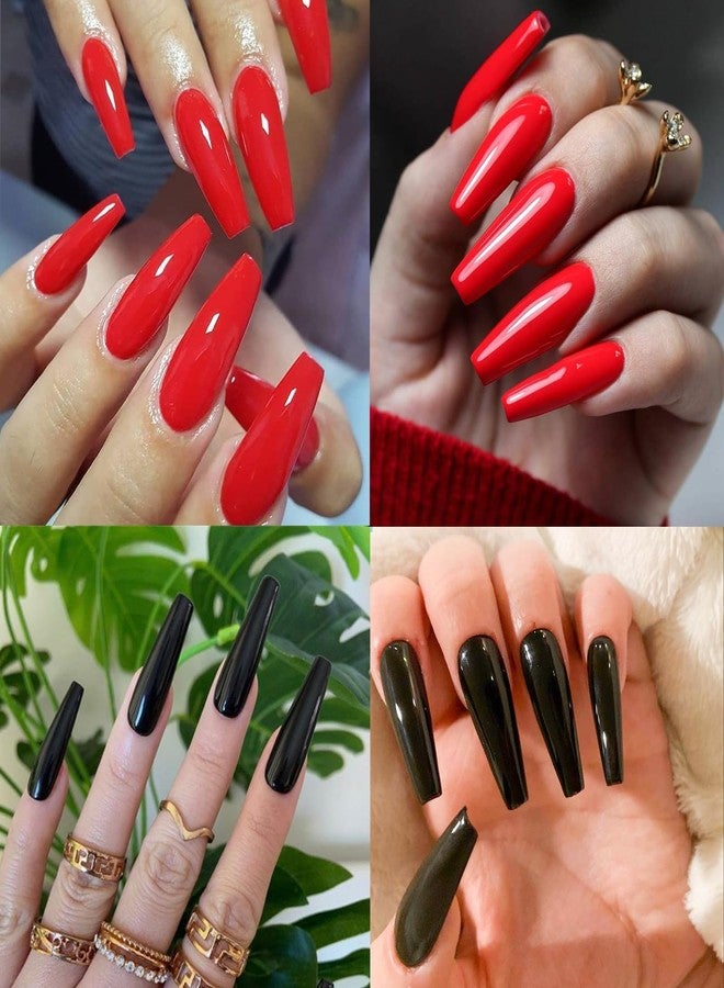 Lifextol 576pc Coffin Press on Nails Long Fake Nails Press ons Acrylic Nail Press on Nail Coffin Glue on Nails for Women, 24 Color Stick on Nail Tip Artificial Fingernail Presson Nails with Glue&Tab - Image 5