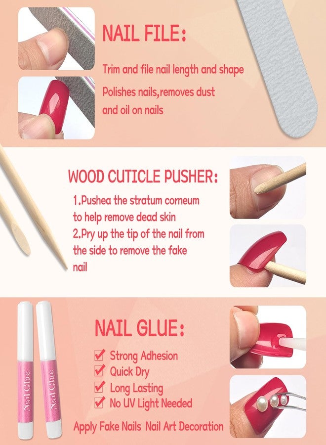 Lifextol 576pc Coffin Press on Nails Long Fake Nails Press ons Acrylic Nail Press on Nail Coffin Glue on Nails for Women, 24 Color Stick on Nail Tip Artificial Fingernail Presson Nails with Glue&Tab - Image 4