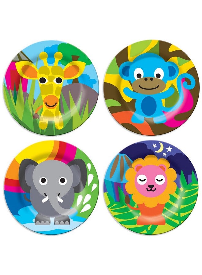 فرنش بول 4 قطع من أدوات المائدة المصنوعة من الميلامين للأطفال، خالية من مادة BPA، آمنة للاستخدام في غسالة الأطباق، متينة، 4 قطع (عبوة من 1) مجموعة أطباق (الغابة) - Image 1