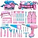 Verceco Kids Tool Set 55Pcs Tool Box Toddler Tool Kit for Girls Play Tools Toy with Tool Belt Electronic Toy Drill Safety Vest Pretend Play Construction Toy for Girls Boys Ages 3 4 5 6 7 Years Old - Image 2