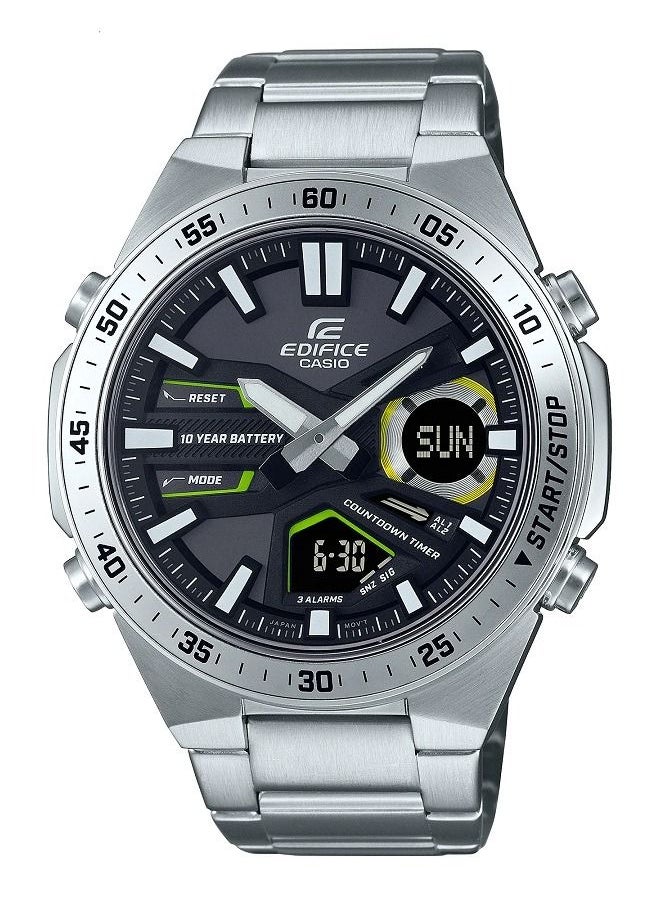 CASIO Casio Men Watch Edifice Telememo Memory Digital Analog Black Dial Stainless Steel Band EFV-C110D-1A3VDF  - Image 1