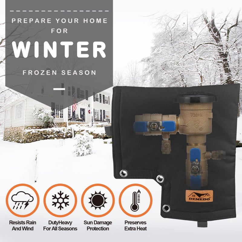 DEMEDO Backflow Preventers Cover  Backflow Pressure Vacuum Breaker Cover For Winter  Insulated Cover Pouch For Irrigation Backflow Valve  Sprinkler Valves Cover In Snow Or Sun Exposure - Black - Image 2