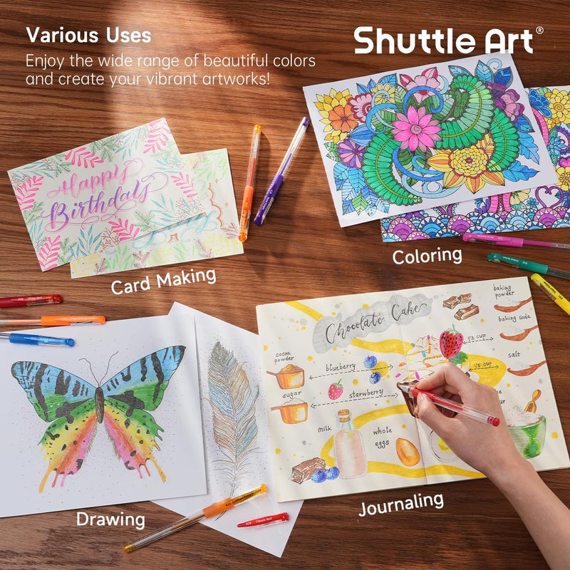 Shuttle Art Gel Pens, 120 Pack Gel Pen Set 60 Colored Gel Pen with 60 Refills for Adults Coloring Books Drawing Doodling Crafts Scrapbooking Journaling - Image 5