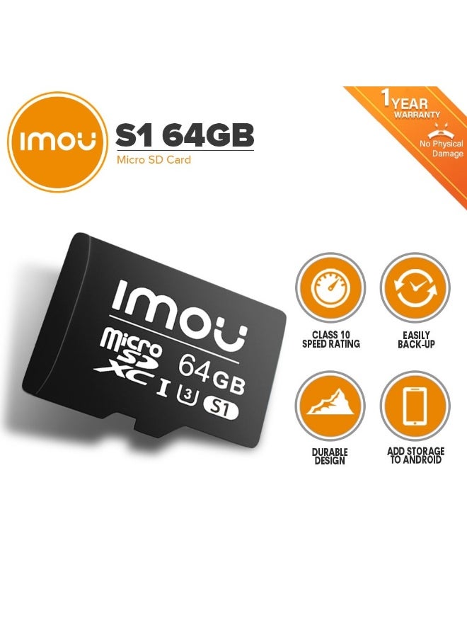 IMOU Micro SD Card 64 GB Class 10 Ultra High Speed up to 100MB/s UHS-I, Micro SD SDXC Card for Smartphone, Tablet, Security Camera, Switch, Game Consoles and etc.  - Image 1
