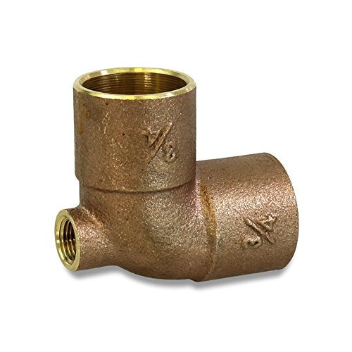 SUPPLYGIANT Everflow Supplies CFCT3418 Cast Brass Baseboard Tee Fitting with Solder Cup to Female Thread Connection and Solder Cup Branch, 3/4" x 1/8" x 3/4" - Image 1