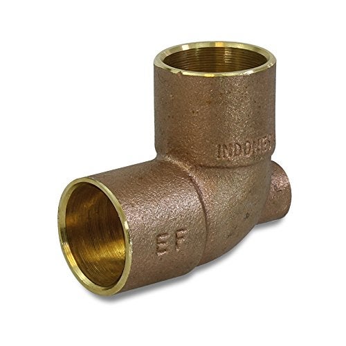 SUPPLYGIANT Everflow Supplies CFCT3418 Cast Brass Baseboard Tee Fitting with Solder Cup to Female Thread Connection and Solder Cup Branch, 3/4" x 1/8" x 3/4" - Image 2
