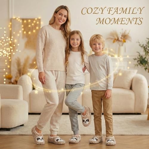 cosyone1997 Sloth Slippers for Women Indoor Non Slip Soft Sole Cute Animal Fuzzy Plush Slipper Socks Cozy Gifts for Women Adult Size 9-10 - Image 2