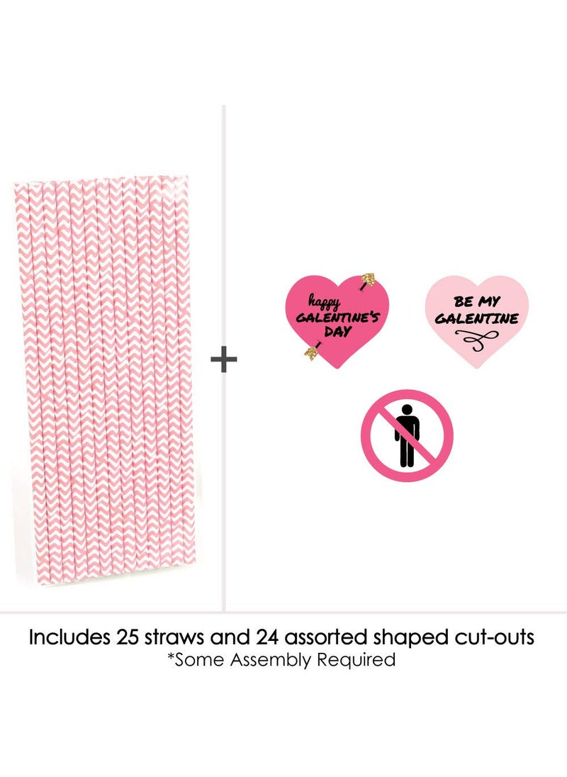Big Dot of Happiness Big Dot of Happiness Be My Galentine - Paper Straw Decor - Galentines and Valentines Day Party Striped Decorative Straws - Set of 24  - Image 3