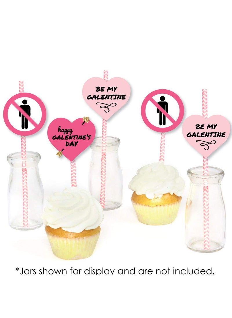 Big Dot of Happiness Big Dot of Happiness Be My Galentine - Paper Straw Decor - Galentines and Valentines Day Party Striped Decorative Straws - Set of 24  - Image 5