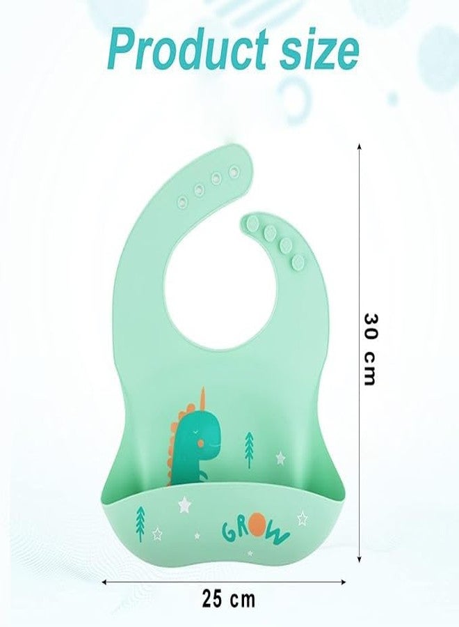 TONY STARK Silicone Baby Bib for Feeding & Weaning Babies & Toddlers, Waterproof, Washable & Reusable, Non Messy Easy Cleaning, No Bad Odour, Adjustable Neckline with Buttons (2 PC - Random Colors) - Image 3