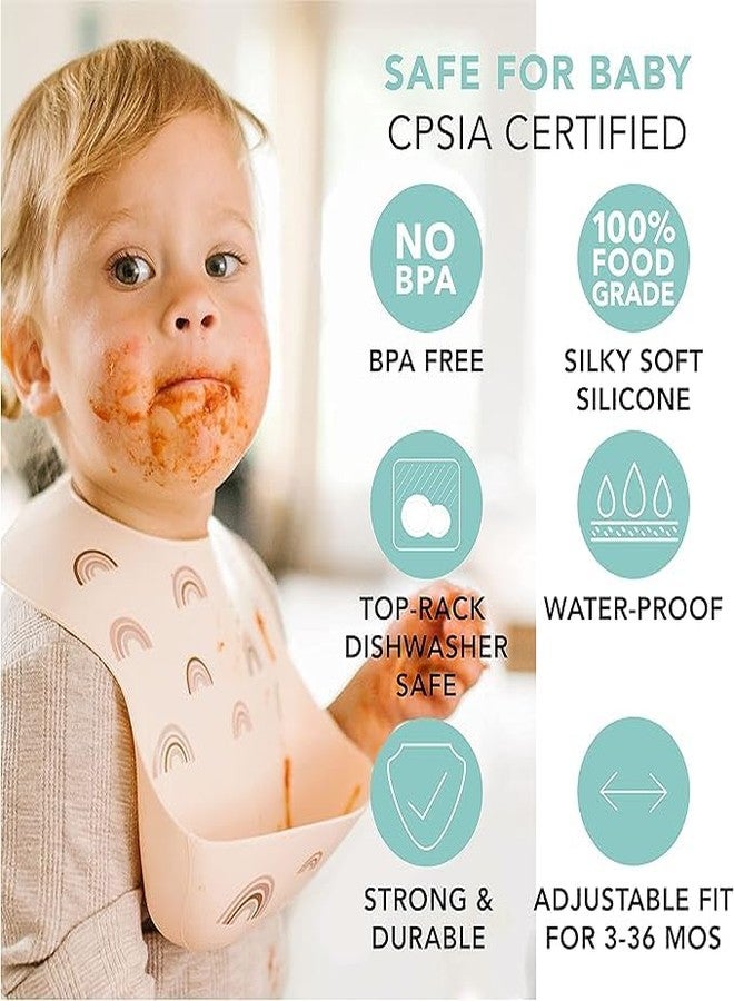 TONY STARK Silicone Baby Bib for Feeding & Weaning Babies & Toddlers, Waterproof, Washable & Reusable, Non Messy Easy Cleaning, No Bad Odour, Adjustable Neckline with Buttons (2 PC - Random Colors) - Image 2