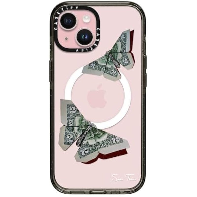 Casetify Impact Case for iPhone 15 【8.2ft 4X Military Grade Drop Protection/Compatible with Magsafe】 - MONEYFLY iPhone CASE by SUE TSAI - Clear Black - Image 1
