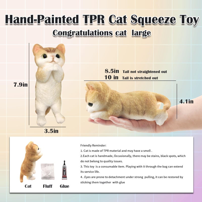 YVBBHE Big Hand Painted Cat Squishy Toysï¼ŒLarge Cute Ultra Soft Kitty Squeeze Fidget Toys for Stress Relief ,Kawaii Squishies Sticky Animal Toys for Adults Kids,Decompression Sensory Balls ï¼ˆCongratulationsï¼‰ - Image 2