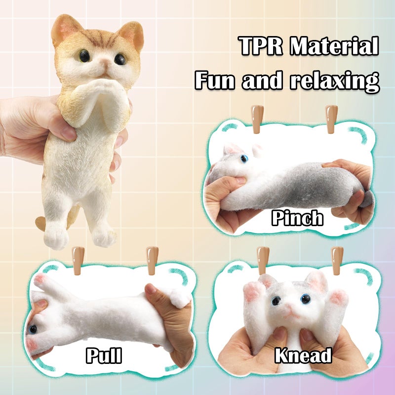YVBBHE Big Hand Painted Cat Squishy Toysï¼ŒLarge Cute Ultra Soft Kitty Squeeze Fidget Toys for Stress Relief ,Kawaii Squishies Sticky Animal Toys for Adults Kids,Decompression Sensory Balls ï¼ˆCongratulationsï¼‰ - Image 3