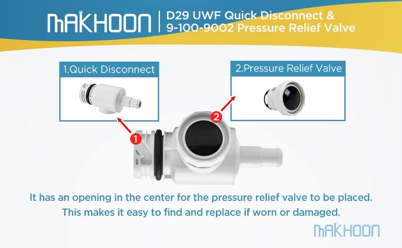 Makhoon D29 UWF Quick Disconnect and 9-100-9002 Pressure Relief Valve Replacement for Polaris Zodiac 180 280 380 Pool Cleaners (1) - Image 3