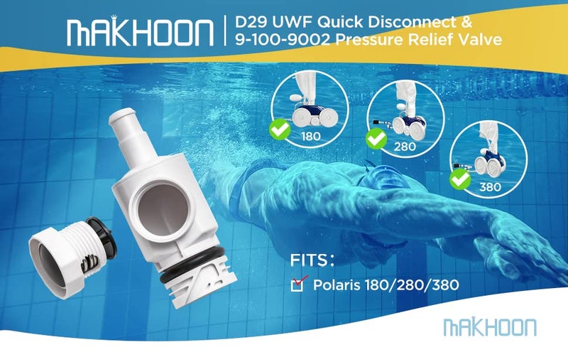 Makhoon D29 UWF Quick Disconnect and 9-100-9002 Pressure Relief Valve Replacement for Polaris Zodiac 180 280 380 Pool Cleaners (1) - Image 2