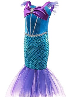 Beauenty Mermaid Dress Girls Party Cosplay Girl Clothing Birthday Princess Dress Kids Costume With Princess Jewelry Crown Set  - Image 4