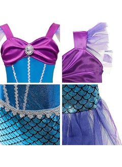 Beauenty Mermaid Dress Girls Party Cosplay Girl Clothing Birthday Princess Dress Kids Costume With Princess Jewelry Crown Set  - Image 5