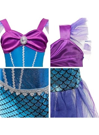 Mermaid Dress Girls Party Cosplay Girl Clothing Birthday Princess Dress Kids Costume With Princess Jewelry Crown Set - view 5